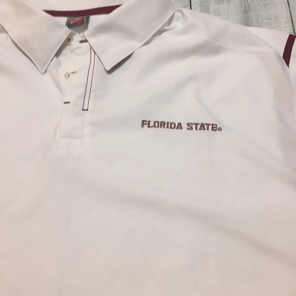 Florida State Seminoles Nike Fit Polo Men's Size XXL White/Burgundy FSU Football